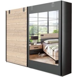 Deladeco Armoire adulte industrielle 225 cm Madrid II Chêne