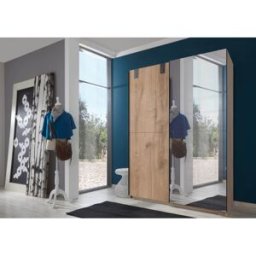 Deladeco Armoire adulte contemporaine chêne/graphite Charlène II Chêne/graphite