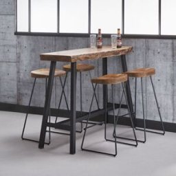 Vivabita Lot de 4 tabourets vintage en bois massif Melissa Marron
