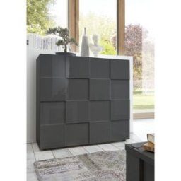 Balias Home Buffet haut laqué gris brillant Milenor Gris laqué brillant