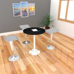 Matelpro Table haute de reunion ronde Swanny Blanc, argile, noir, nebraska, chêne fil ou timber