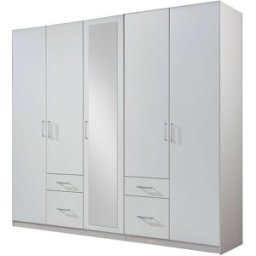 Deladeco Armoire adulte contemporaine 225 cm Hambourg Blanc ou blanc/anthracite