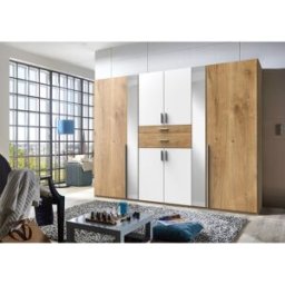 Deladeco Armoire adulte moderne 270 cm Ondine Chêne/blanc