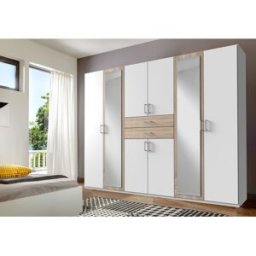 Deladeco Armoire adulte moderne 270 cm blanc/chêne Hortensia Blanc/chêne