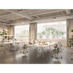 Matel5 Table de réunion 280x120 cm avec piétement massif Oviedo Blanc polaire ou gris naturel