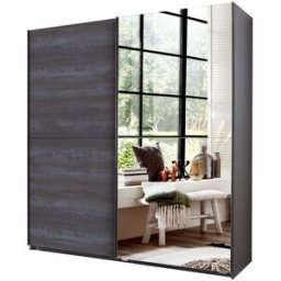 Deladeco Armoire adulte moderne anthracite Irvine Anthracite