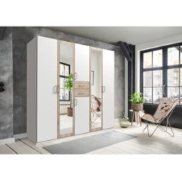 Deladeco Armoire adulte moderne 225 cm blanc/chêne poutre Hortensia Blanc/chêne poutre