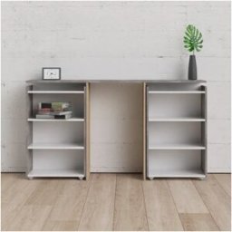 Deladeco Tête de lit contemporaine 140 cm béton/blanc brillant Best Béton/blanc brillant