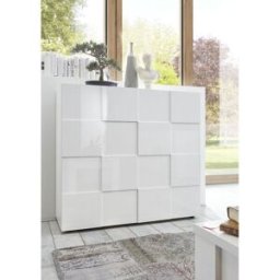 Balias Home Buffet haut moderne laqué blanc brillant Milenor Blanc laqué brillant