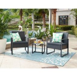 Vivabita Salon de jardin contemporain en résine tressée anthracite Alby Anthracite