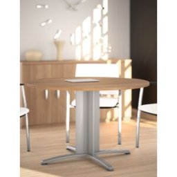 Leaderburo Table de réunion ronde Maldive Graphite, blanc, gris, hêtre, chêne moyen, acacia clair, acacia foncé, chêne veiné ou chêne grisé