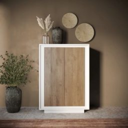 Balias Home Buffet haut moderne laqué blanc mat/mercure Rosine Blanc laqué mat/mercure