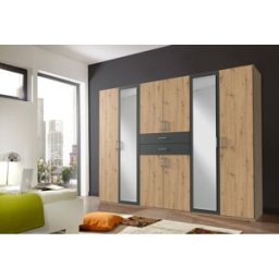 Deladeco Armoire adulte moderne 270 cm chêne artisan/graphite Hortensia Chêne artisan/graphite