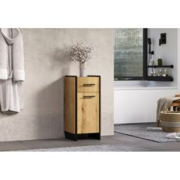 Deladeco Meuble bas de salle de bain contemporain chêne clair Saphira Chêne clair