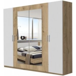 Deladeco Armoire adulte contemporaine 225 cm Marvine Chêne/blanc ou blanc/anthracite