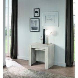 Vivabita Table console extensible contemporaine Eleonore Pin blanc