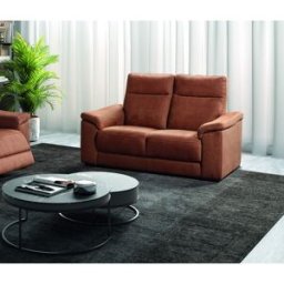 Deladeco Canapé fixe 2 places en tissu Mary Anthracite ou cognac