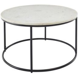 Deladeco Table basse moderne ronde en marbre Francfort Blanc ou noir
