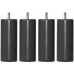 Deladeco Jeu de 4 pieds cylindriques en hêtre massif gris H 14.5 cm Dreamea Gris foncé