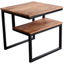 Vivabita Table basse industrielle carrée 51 cm en acacia massif Pamela Naturel