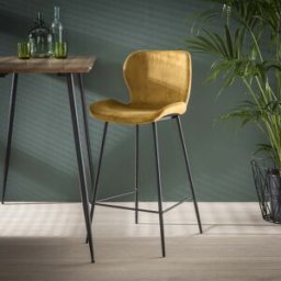 Vivabita Lot de 4 tabourets vintage en velours Selma Jaune