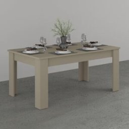 Deladeco Table de salle à manger extensible 140/190 cm coloris taupe Jessica Taupe