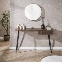 Vivabita Console style nature en acacia massif brun Carvie Brun