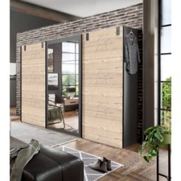 Deladeco Armoire adulte industrielle 270 cm Madrid Chêne