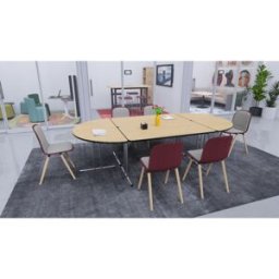 Mateol Table d'extension demi-lune pour table modulable Actual Blanc neige et chêne clair