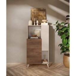 Balias Home Buffet haut 2 portes chêne mercure/cachemire Minorka Chêne mercure/cachemire