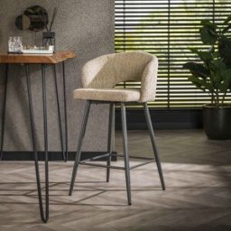 Vivabita Tabouret de bar moderne en tissu bouclé Clelia (lot de 2) Sable