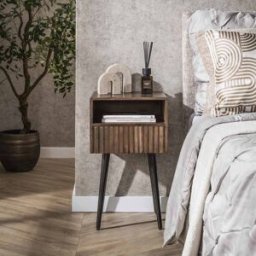 Vivabita Chevet style nature en acacia massif brun Carvie Brun