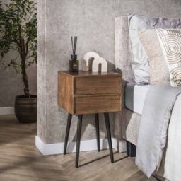 Vivabita Chevet style nature en acacia massif finition brun Frany Brun