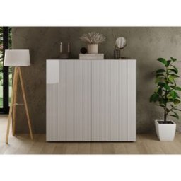 Vivabita Buffet haut moderne laqué blanc brillant Janeiro Blanc laqué brillant