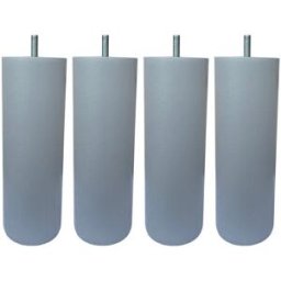 Deladeco Jeu de 4 pieds cylindriques en hêtre massif gris H 20 cm Dreamea Gris clair