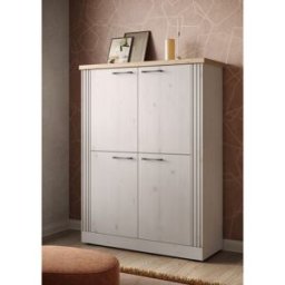 Balias Home Buffet haut contemporain chêne blanc Elbeth Chêne blanc