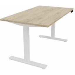 Mateol Bureau droit individuel assis-debout électrique Fusion Blanc neige, noir velours, érable blanc, chêne clair et chêne brunswick