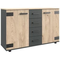 Deladeco Commode adulte industrielle 130 cm Madrid Chêne