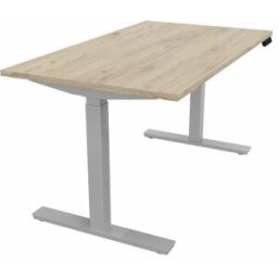 Mateol Bureau droit individuel assis-debout électrique Fusion Blanc neige, noir velours, érable blanc, chêne clair et chêne brunswick