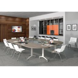 Actiburo Table abattante de réunion Berlioz Blanc perle, érable, hêtre, chêne clair, chêne gris ou noyer