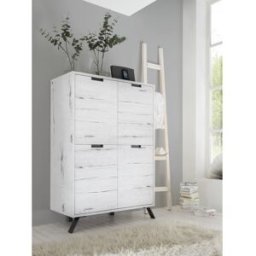Balias Home Buffet haut 4 portes industriel Alabama Chêne clair