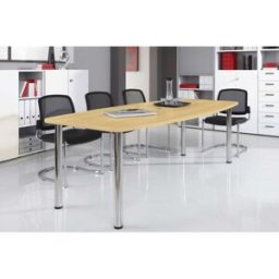 Optizen Table de réunion moderne piétement chromé Liam