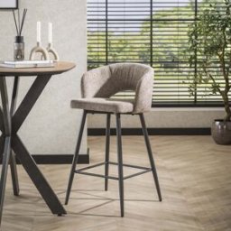 Vivabita Tabouret de bar moderne en tissu Coralia (lot de 2) Taupe