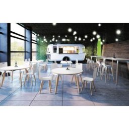 Mateol Table de réunion rectangulaire avec pieds en hêtre massif Homy Blanc ou noir
