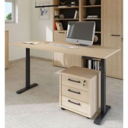 Deladeco Bureau assis-debout électrique chêne sable Lexos Chêne sable Bureau 150 cm