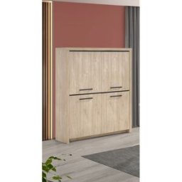 Deladeco Buffet haut contemporain chêne ivoire Spirit Chêne ivoire