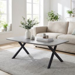 Vivabita Table basse contemporaine en MDF avec piétement en acier Hamlet Anthracite