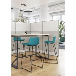 Leaderburo Tabouret en tissu pieds noir Mokky Marron, gris foncé, orange, mauve, vert, bleu ciel, turquoise, bleu gris, gris ou anthracite