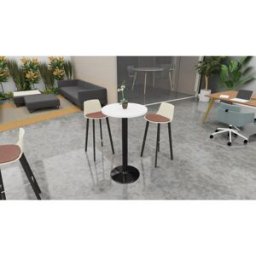 Mateol Table mange-debout ronde diamètre 60 cm Moka Blanc neige, noir velours, érable blanc, chêne clair et chêne brunswick