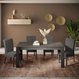 Balias Home Table de salle à manger extensible moderne coloris lave Rosine Lave